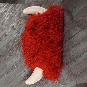 VIKING Red Furry Warrior Hat with Horns  
